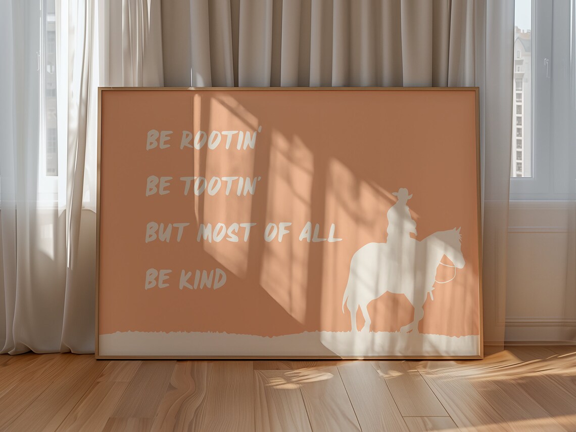 Be Rootin Be Tootin Be Kind Cowboy Silhouette Peach Quote Art Print - Image 2