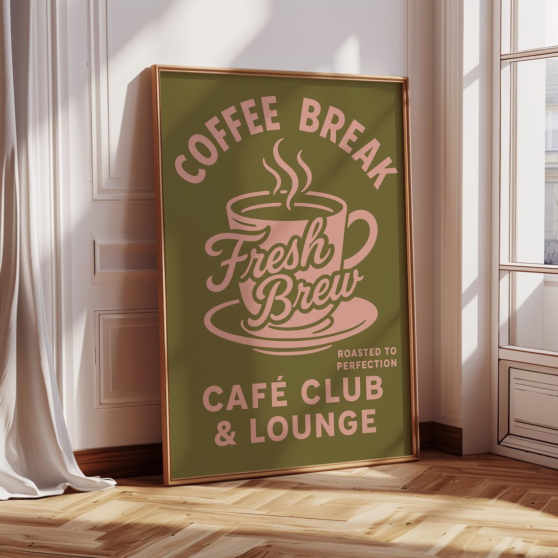 Coffee Break Fresh Brew Poster, Vintage Café Quote - Image 5