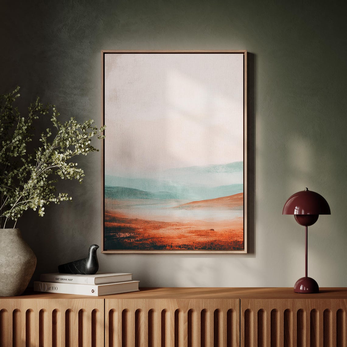 Abstract Landscape Earthy Reds Soft Teal Minimalist Desert Wall Poster - Image 5