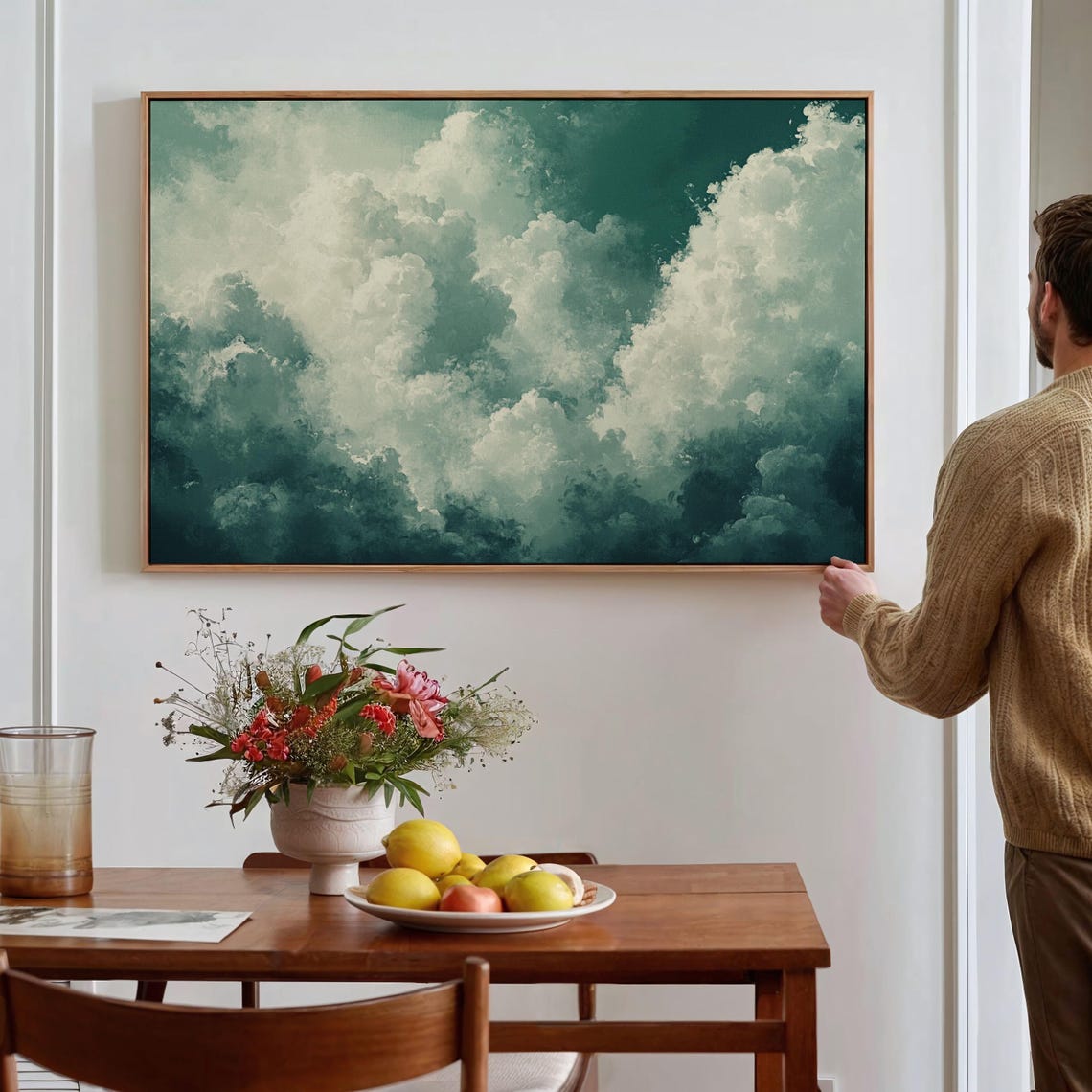 Dreamy Cloudscape Wall Art Atmospheric Sky Painting Ethereal Cloud Print Soft Nature Decor Tranquil Sky Abstract Artwork - Image 3