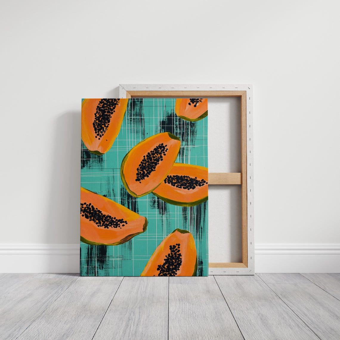 Tropical Papaya Delight, Hand Painted Abstract Art Print - Image 4