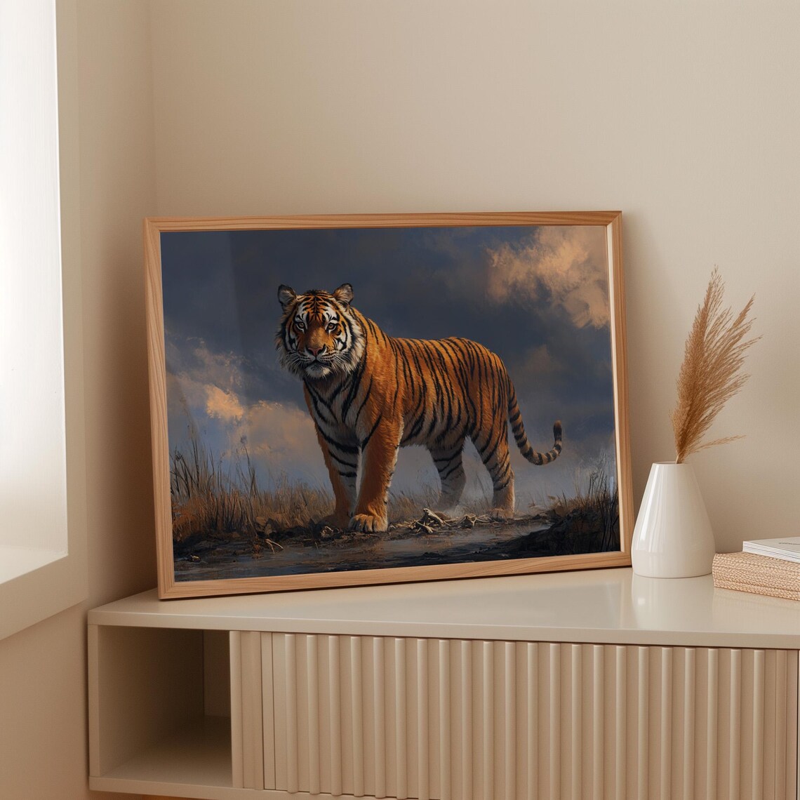Majestic Tiger in the Wild, Realistic Wildlife Painting - Image 3
