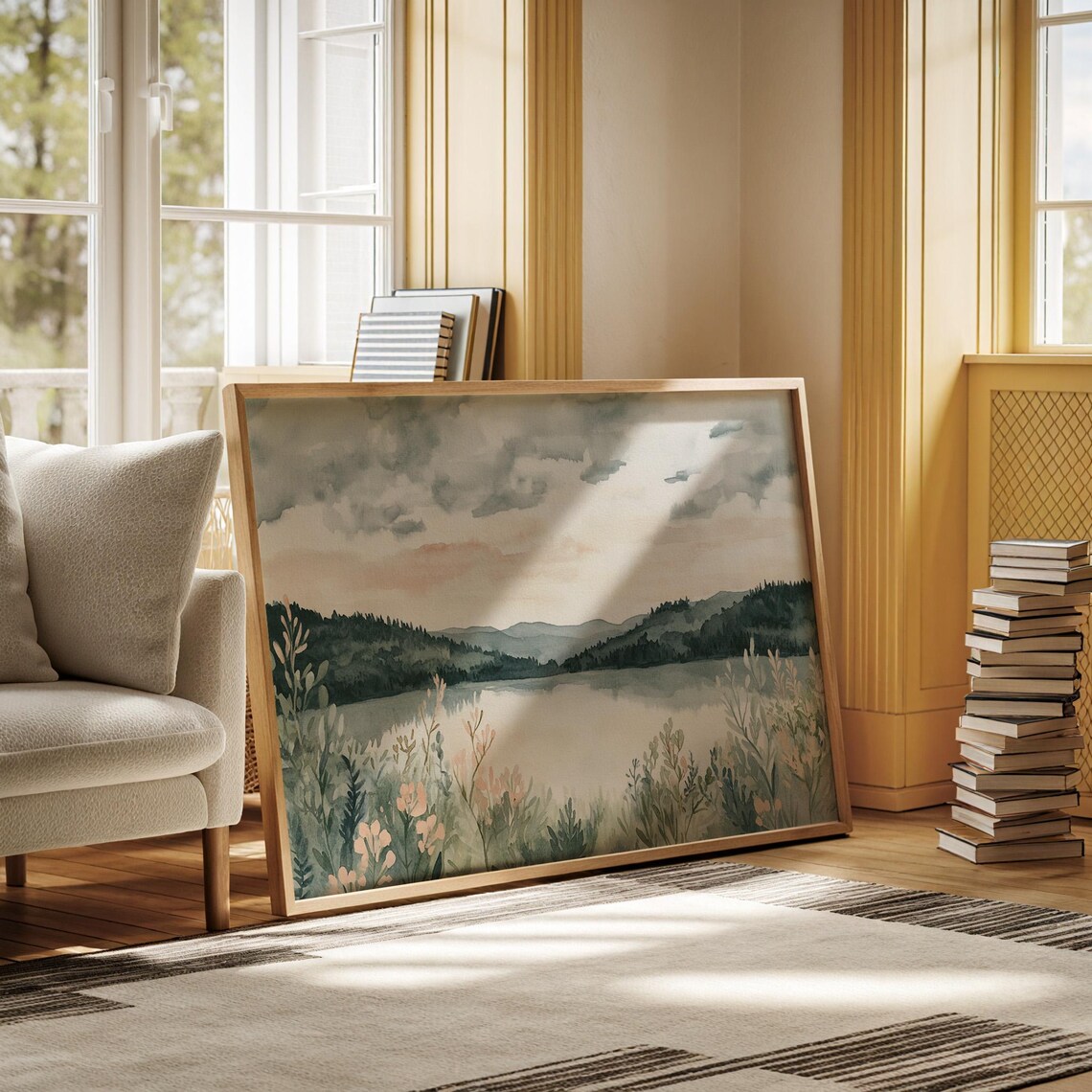 Peaceful Forest Lake Watercolor Art Print - Image 3