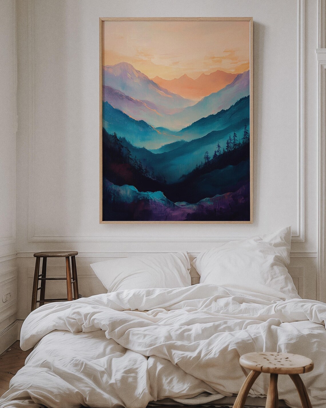 Serene Sunset Over Misty Mountains, Nature Scene - Image 4