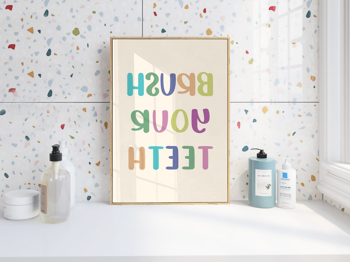 Brush Your Teeth Poster, Boho Minimalist Decor - Image 4