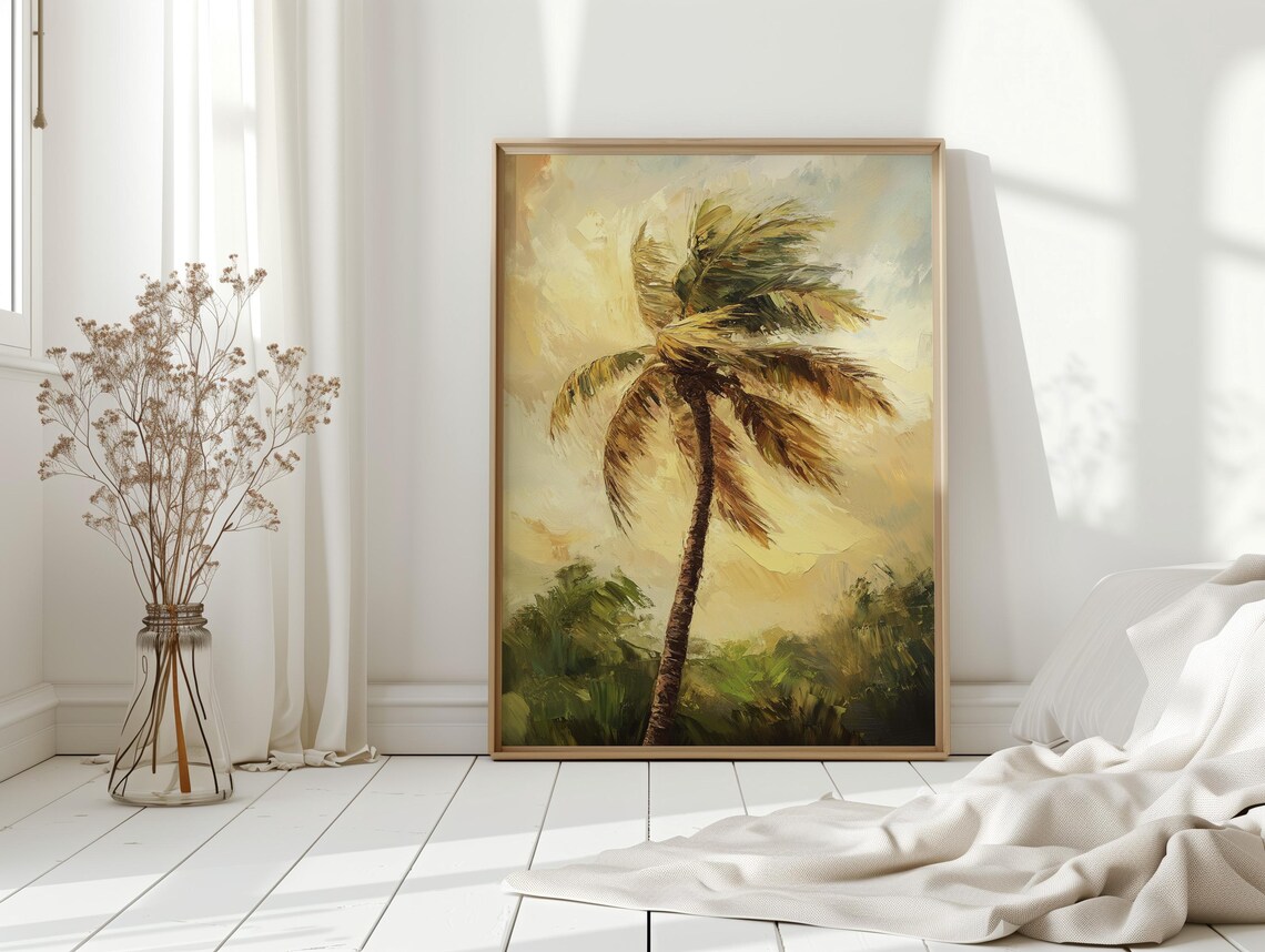 Tropical Palm Tree Art Print, Golden Sunset Beach - Image 4