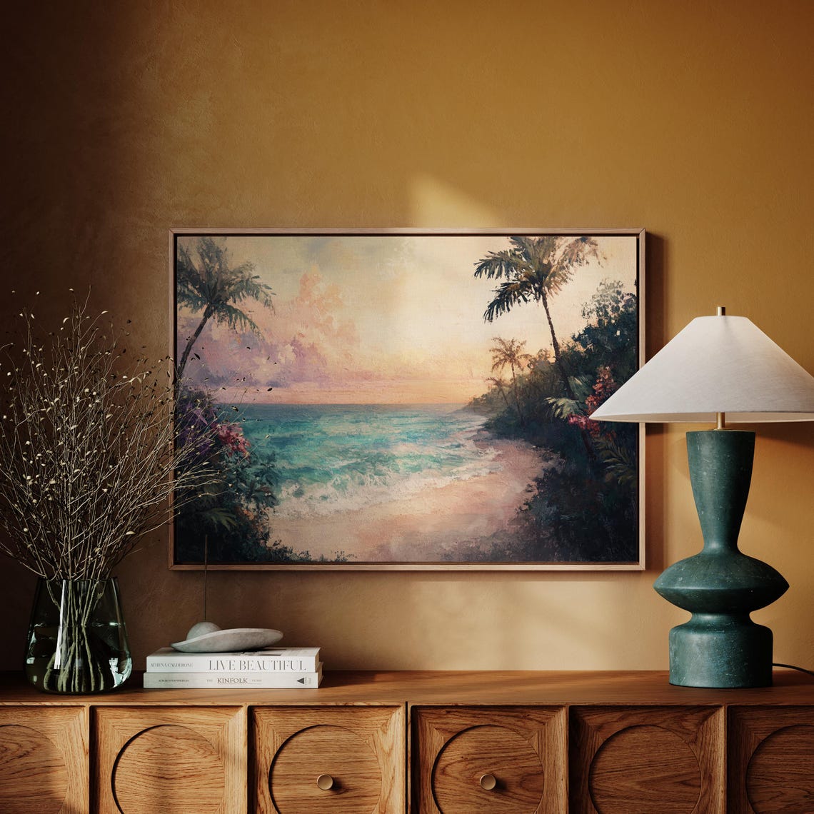 Tropical Beach Sunset Turquoise Ocean Palm Cove Serene Coastal Poster - Image 3