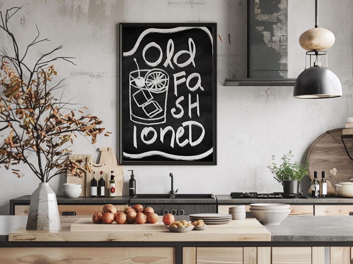 Old Fashioned Cocktail Chalkboard Print Classic Whiskey Bar Decor Art - Image 4