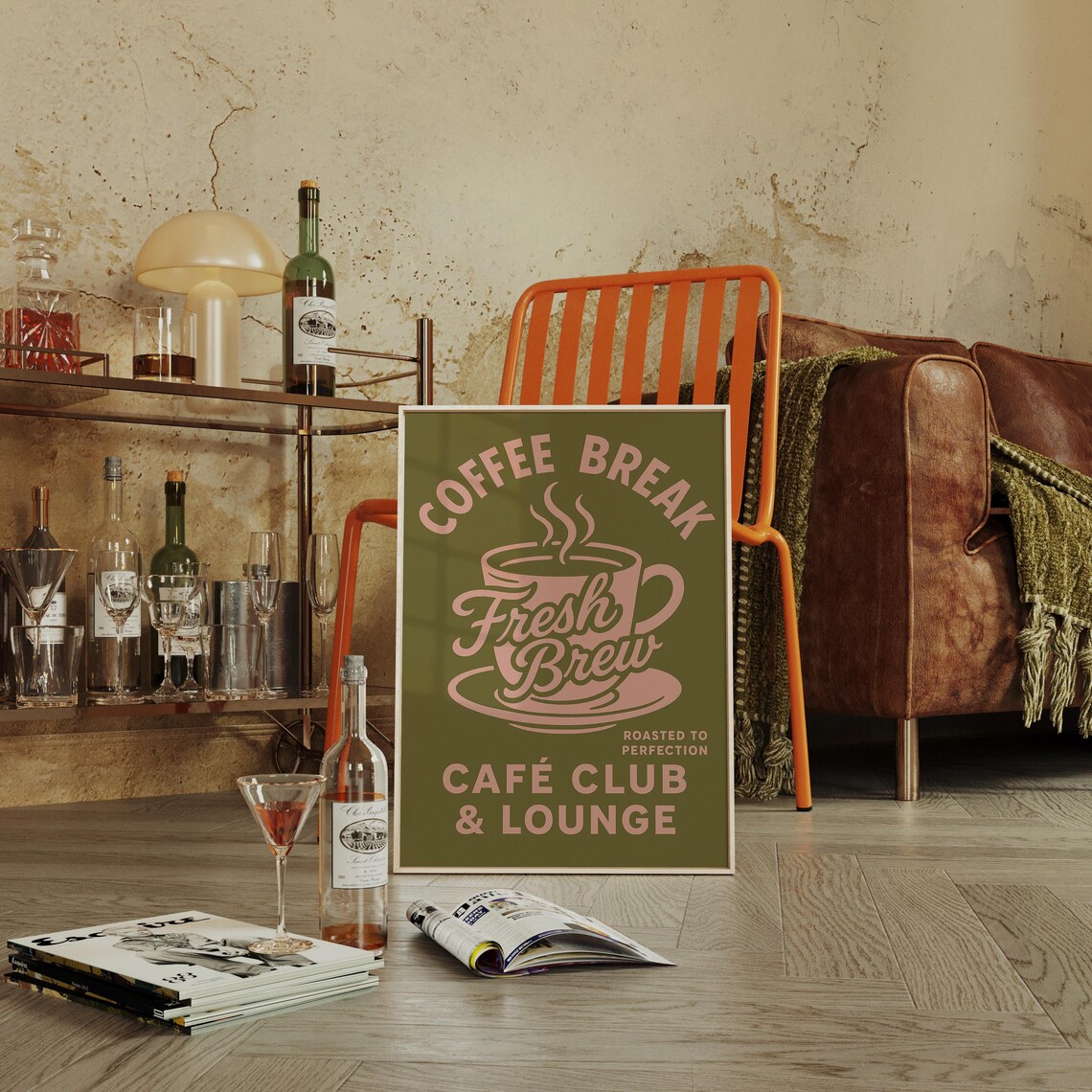 Coffee Break Fresh Brew Poster, Vintage Café Quote - Image 2