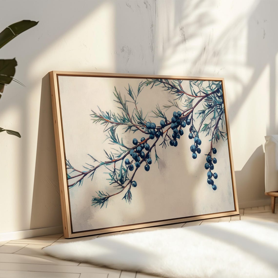 Juniper Berry Branch Blue Berries Watercolor Botanical Wall Art Poster - Image 5
