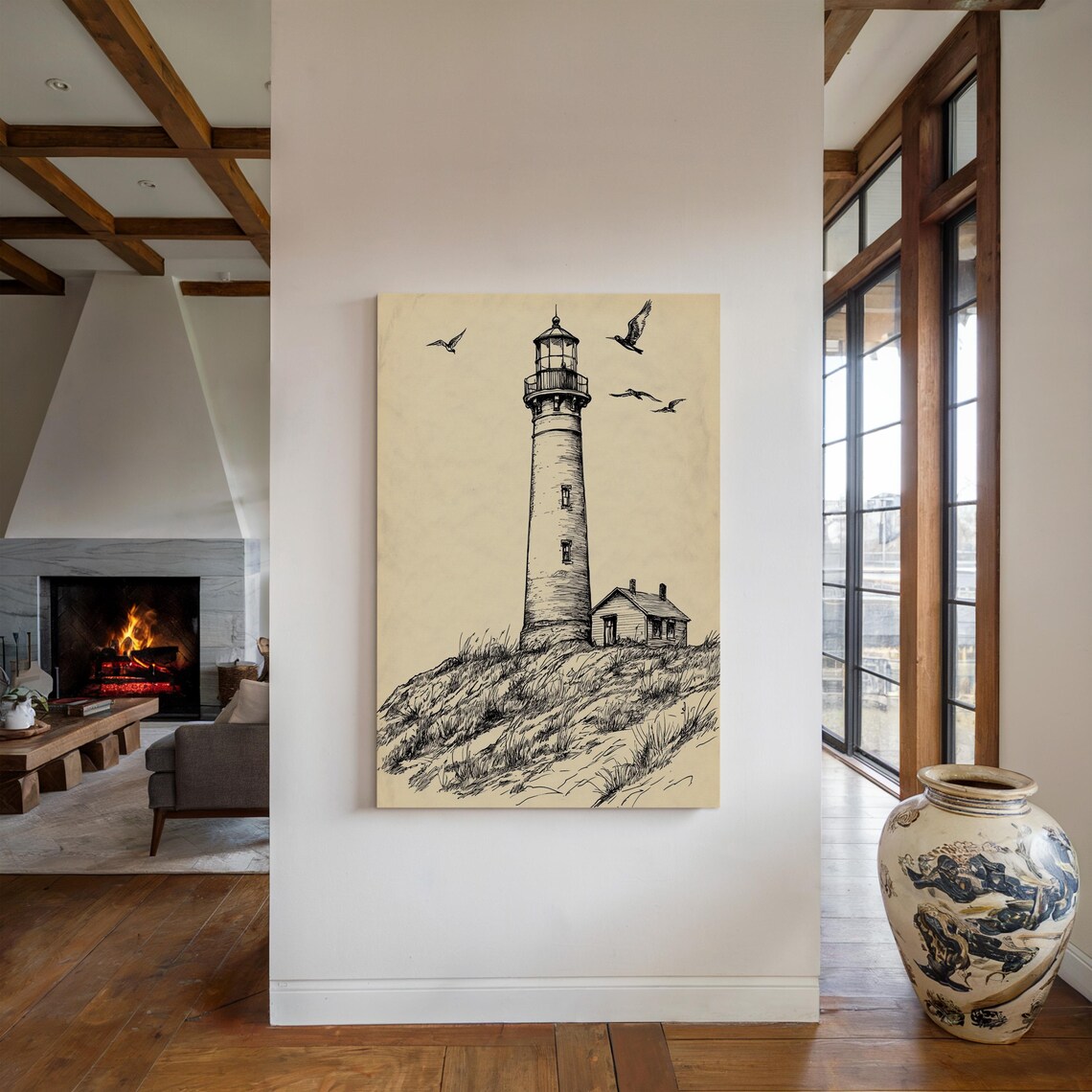 Vintage Lighthouse Sketch, Coastal Nautical Art Print - Image 4