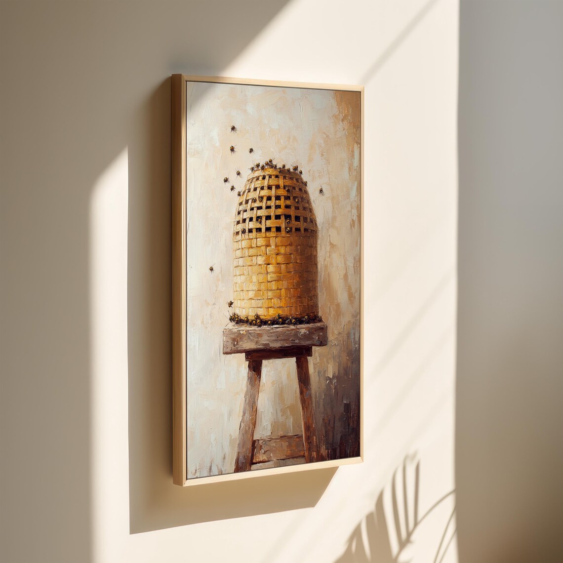 Vintage Beehive Painting, Rustic Farmhouse Bee Art - Image 3