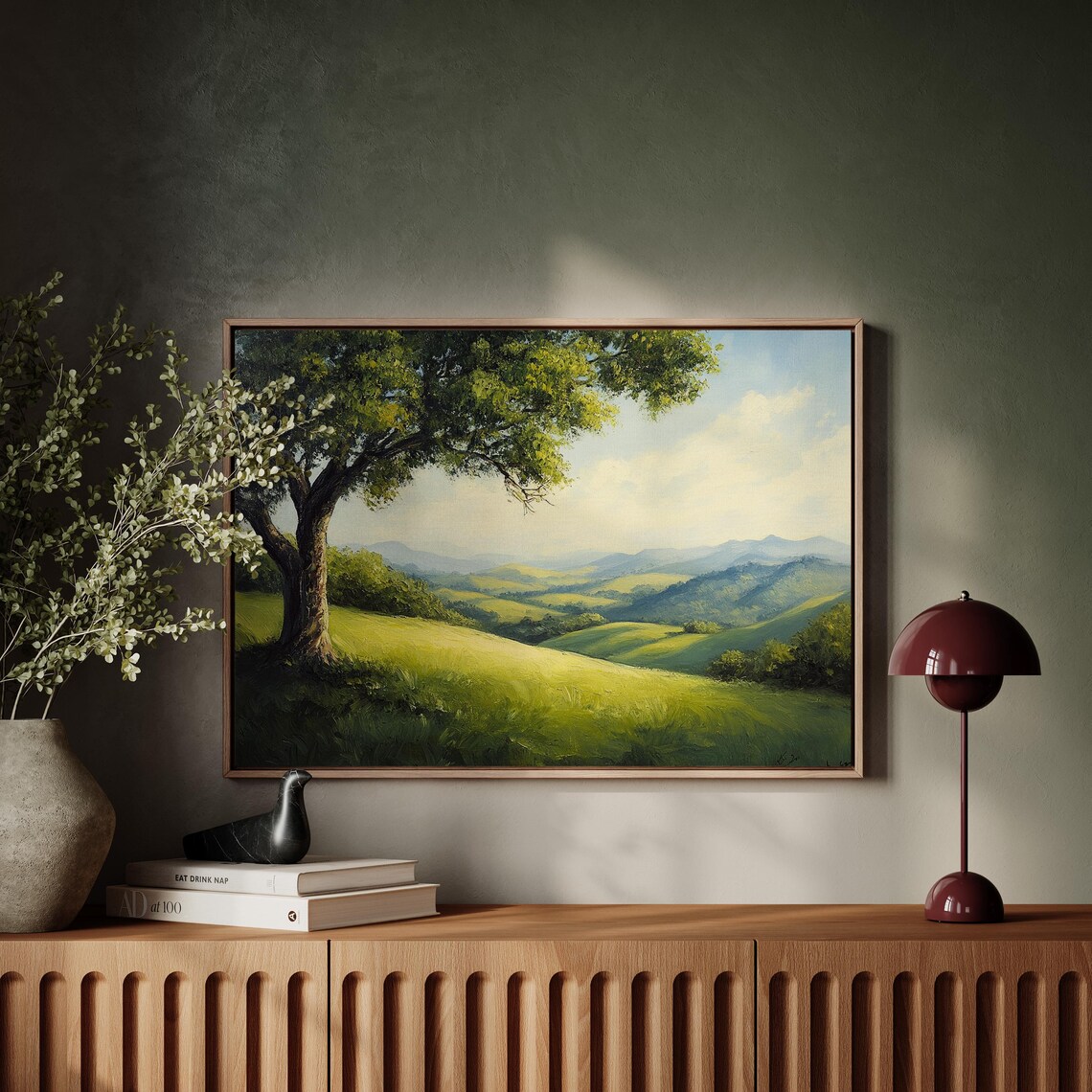 Rolling Hills Landscape Painting, Serene Countryside - Image 5