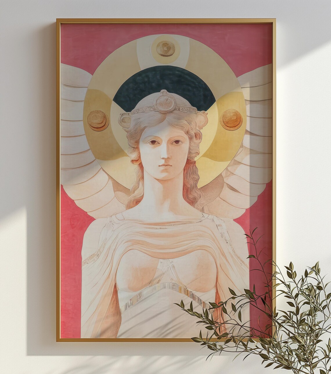 Athena Greek Goddess with Golden Halo Mythology Painting Poster - Image 2