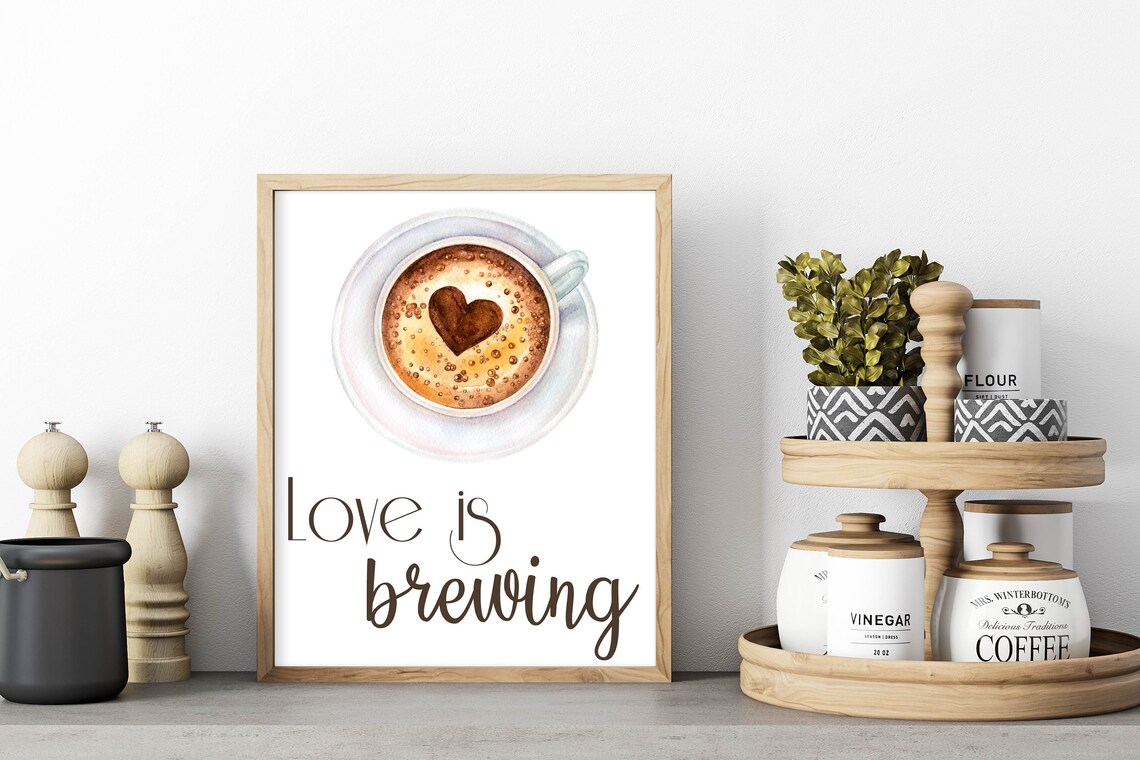 Love Is Brewing Coffee Bar Sign, Kitchen Decor - Image 8