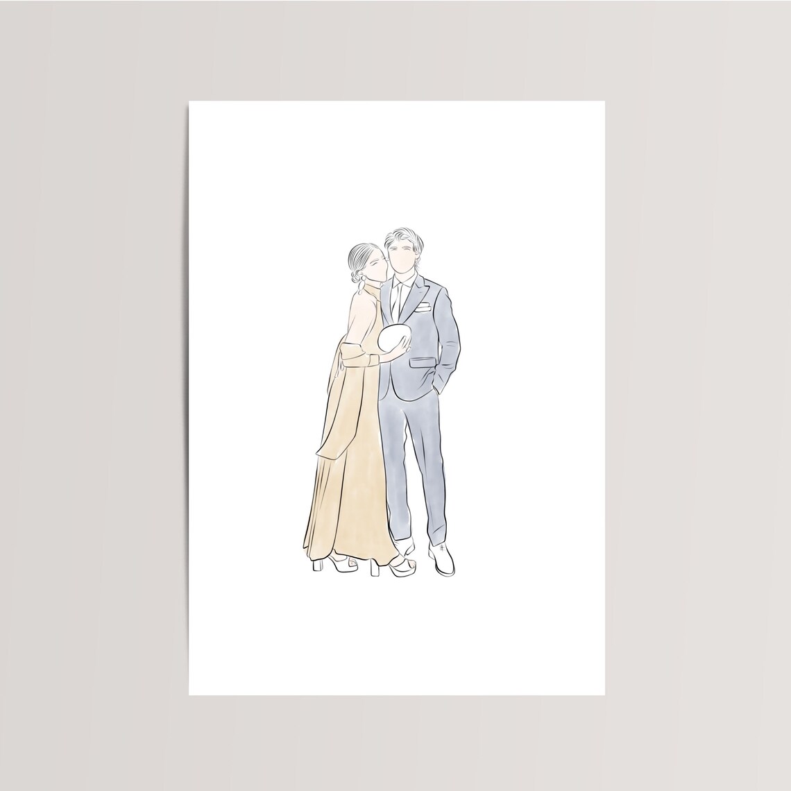 Elegant Wedding Guests Watercolor Fashion Illustration Poster - Image 4