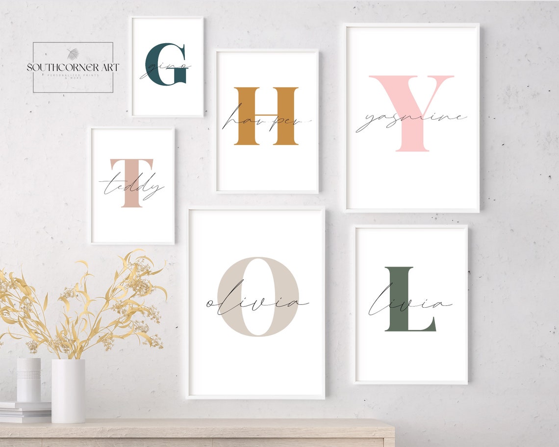 Custom Initial Name Poster Olivia Script Letter O Nursery Decor - Image 4
