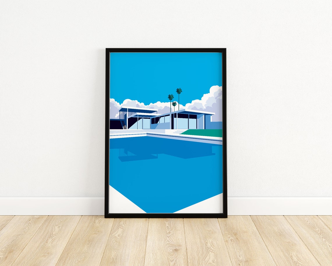 Sunny Palm Springs Mid Century Modern House Pool Palm Poster - Image 3