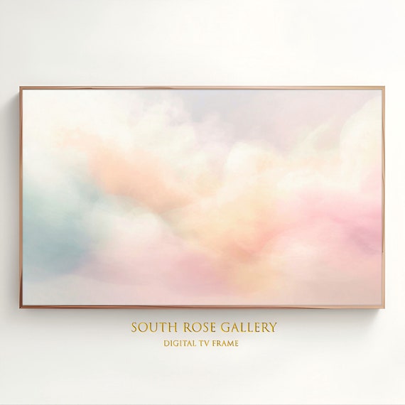 Abstract Spring Frame Tv Art Summer Instant Pink And Yellow Cloud Art For Your Tv Pastel Mist Of Colors Frame Tv