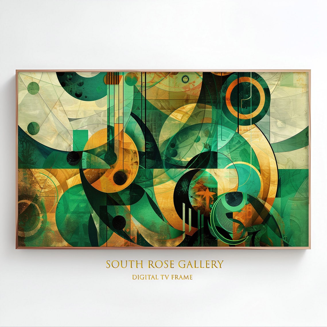 Tv Frame Art Frame Tv Art Abstract Green And Orange Colors Geometric Frame Tv Art