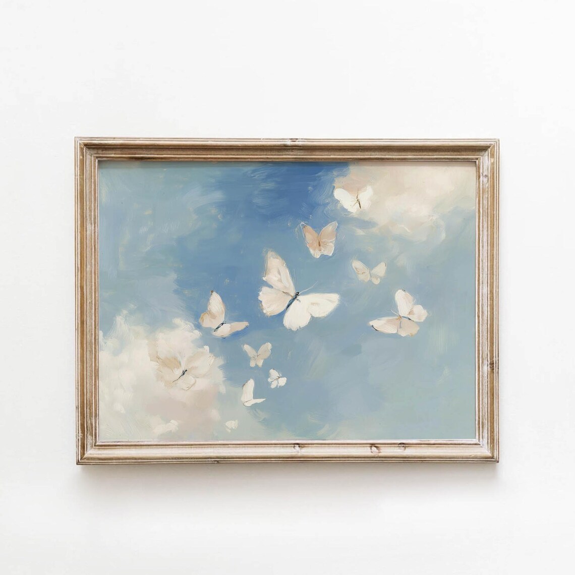 Butterfly Pastel Sky, Vintage Cottagecore Art Print