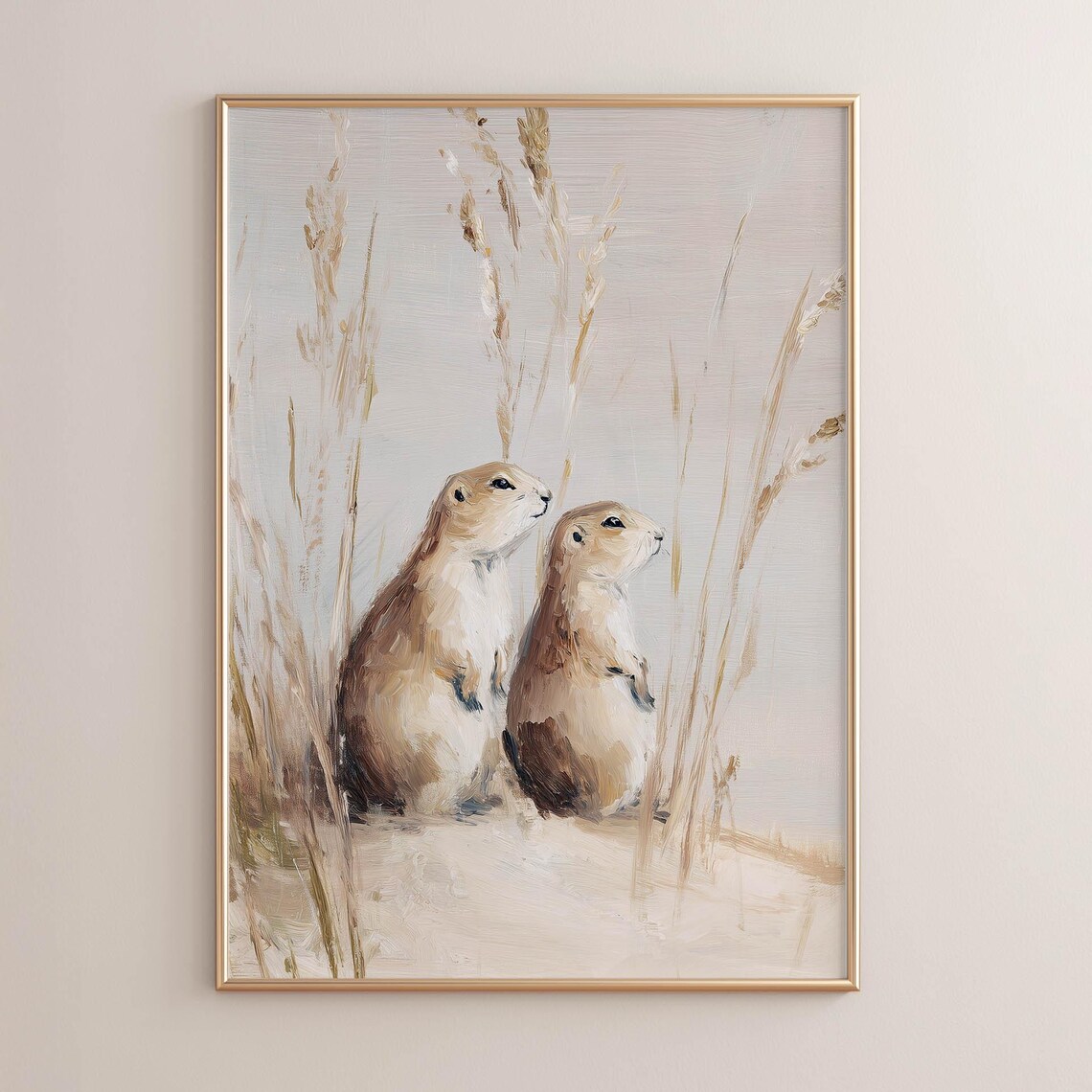 Prairie Dogs In Tall Grass, Vintage Poster