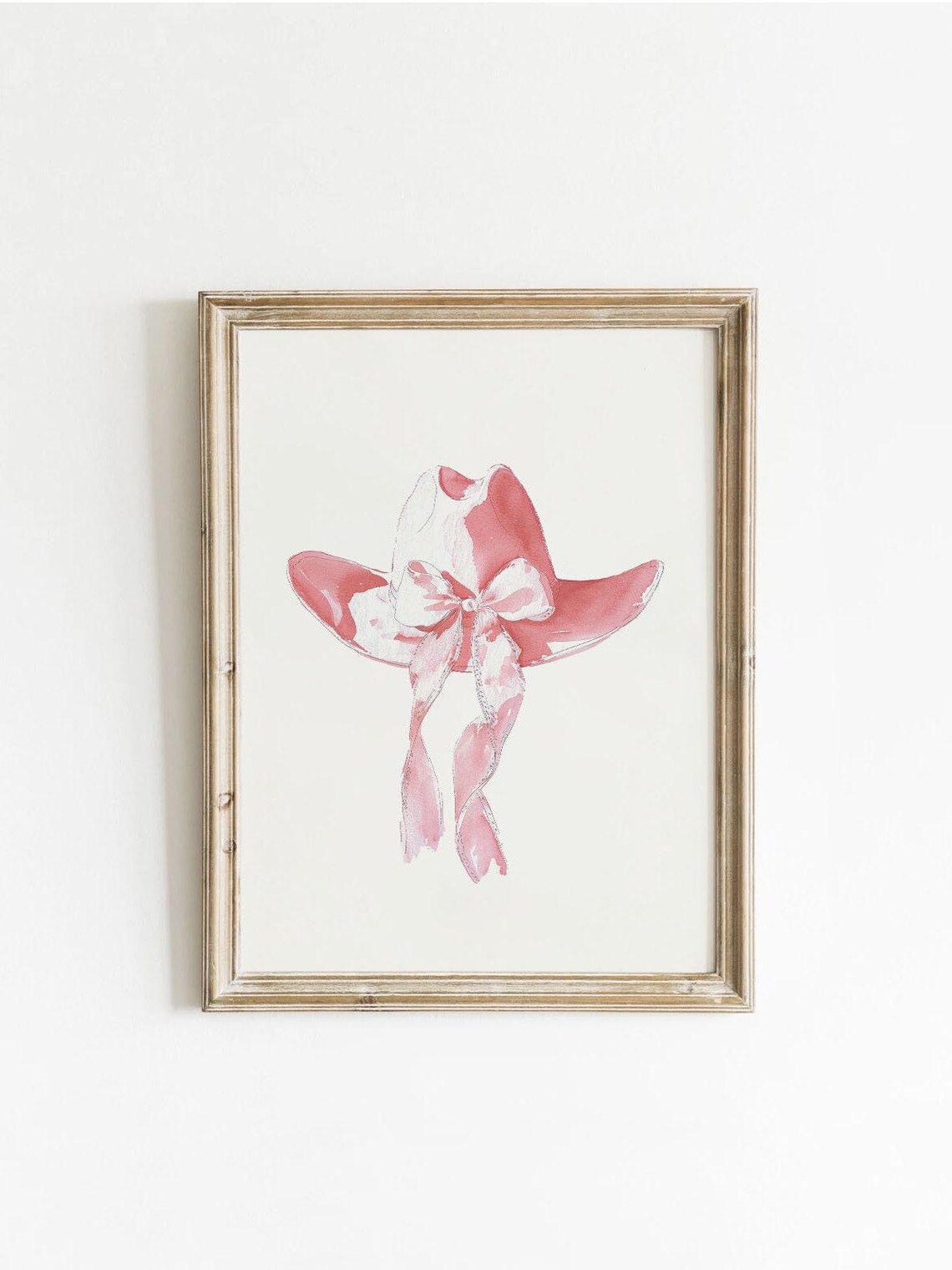 Vintage Pink Cowgirl Hat Art Print, Western Decor