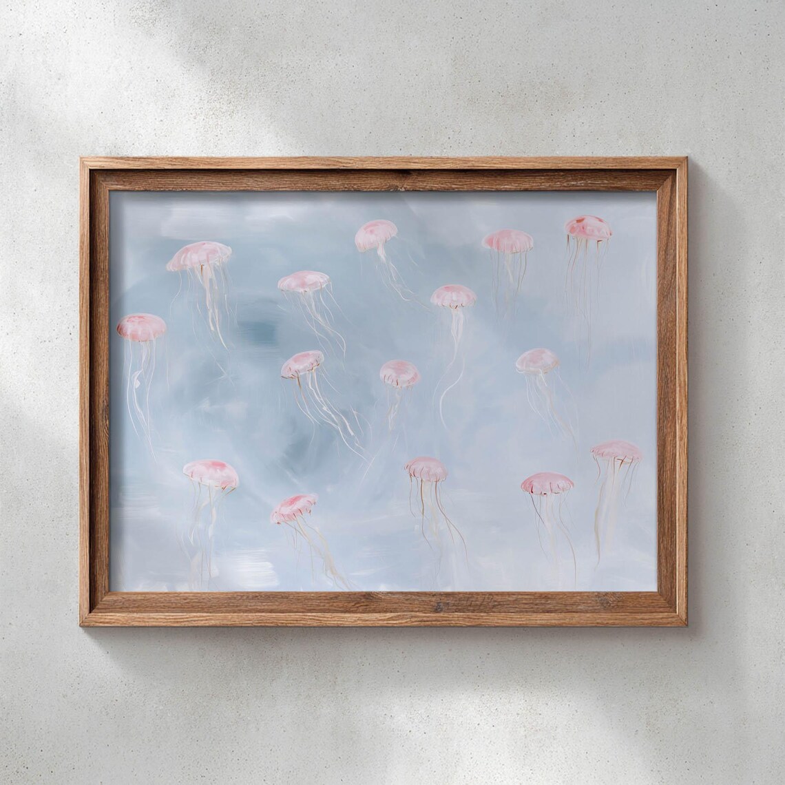 Pink Jellyfish Watercolor Painting Soft Coastal Bloom Art Print