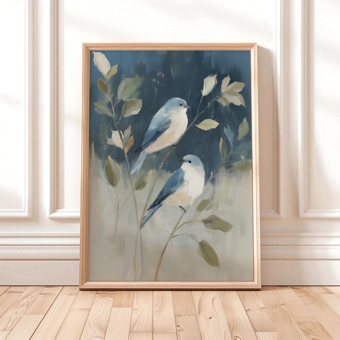 Blue Bird Print, Minimalist Nature Art Print