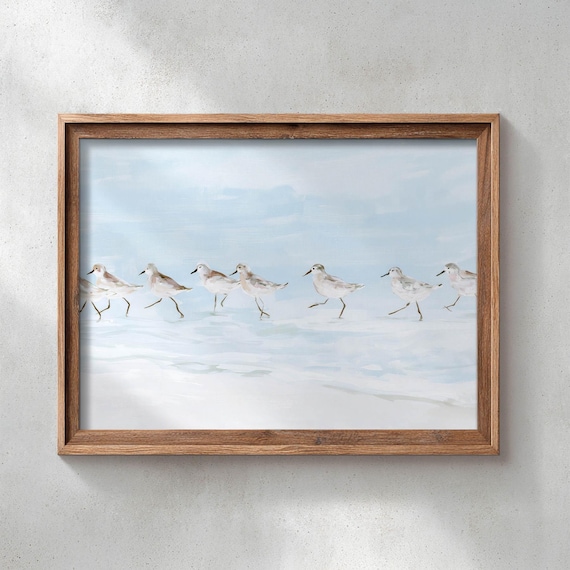 Running Sandpipers Coastal Watercolor Beach Birds Shore Poster