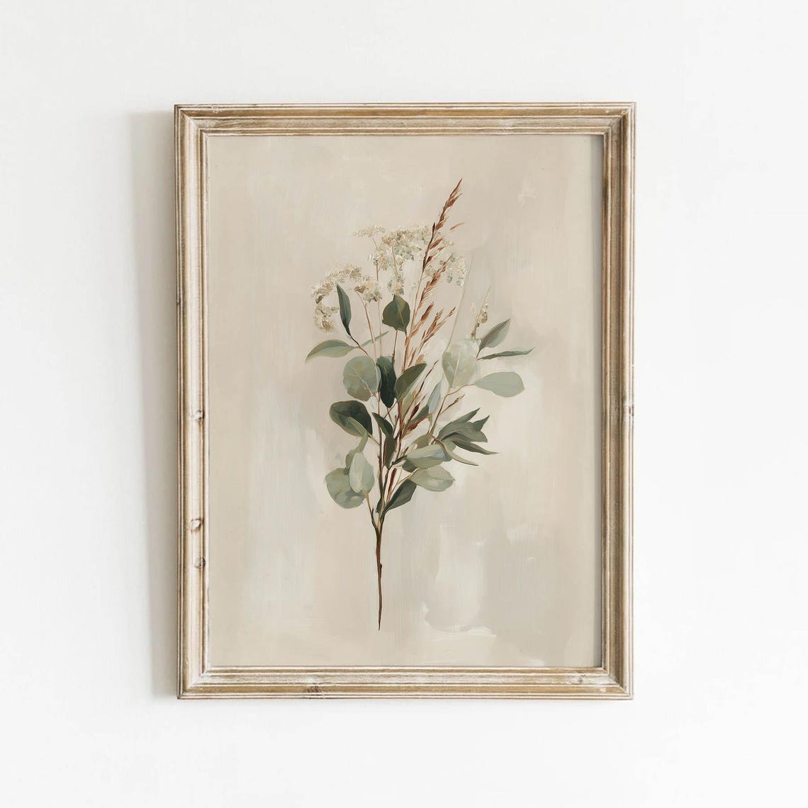 Neutral Beige Eucalyptus And Dried Grasses Botanical Decor Poster