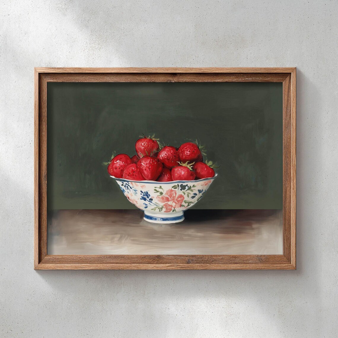 Rustic Farmhouse Strawberry Bowl Poster, Kitchen Decor