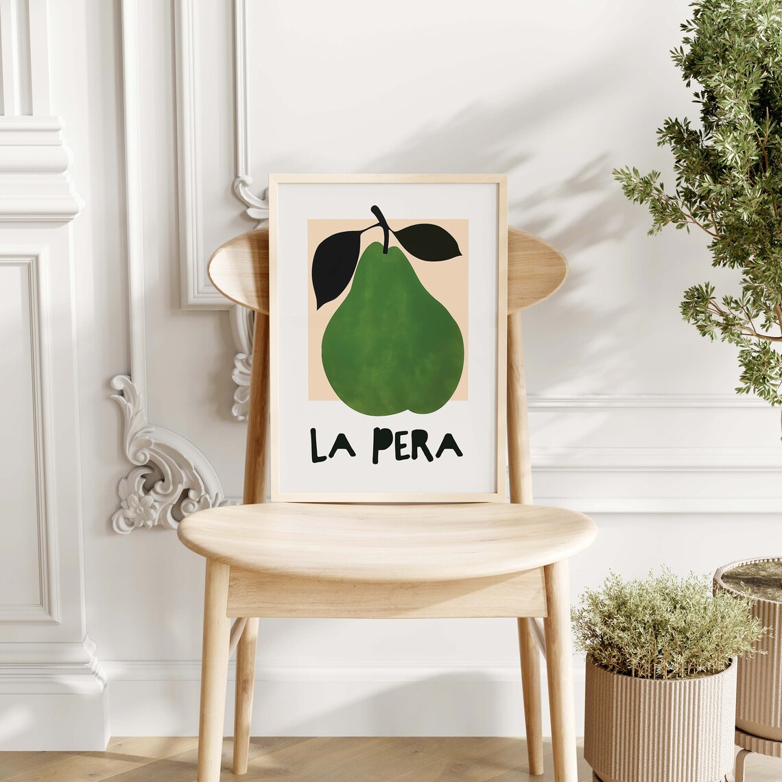La Pera Green Pear Italian Food Art Bold Minimalist Kitchen Poster - Image 2