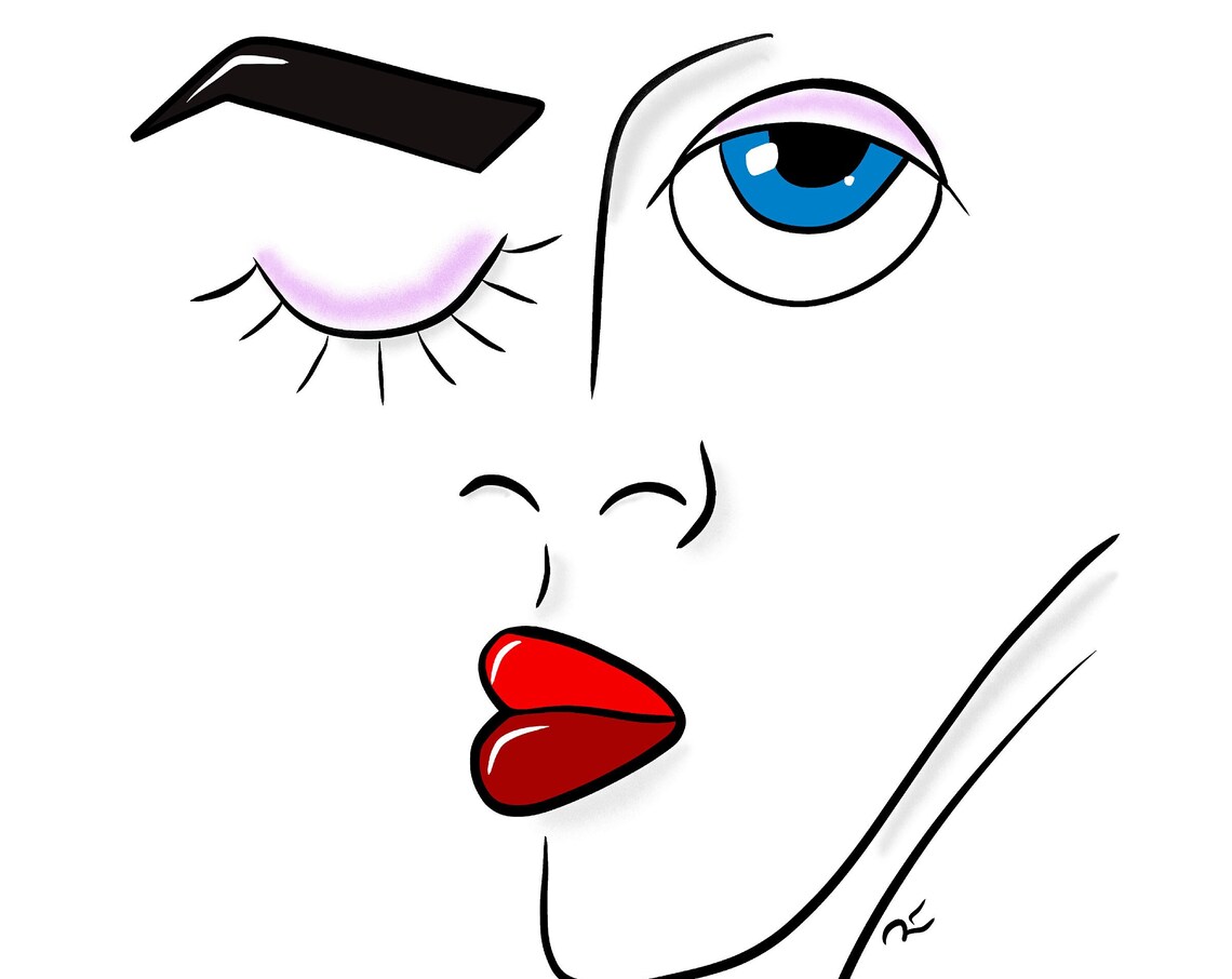 Cubist Style Womans Face Black Red Lines Minimalist Art Poster - Image 5
