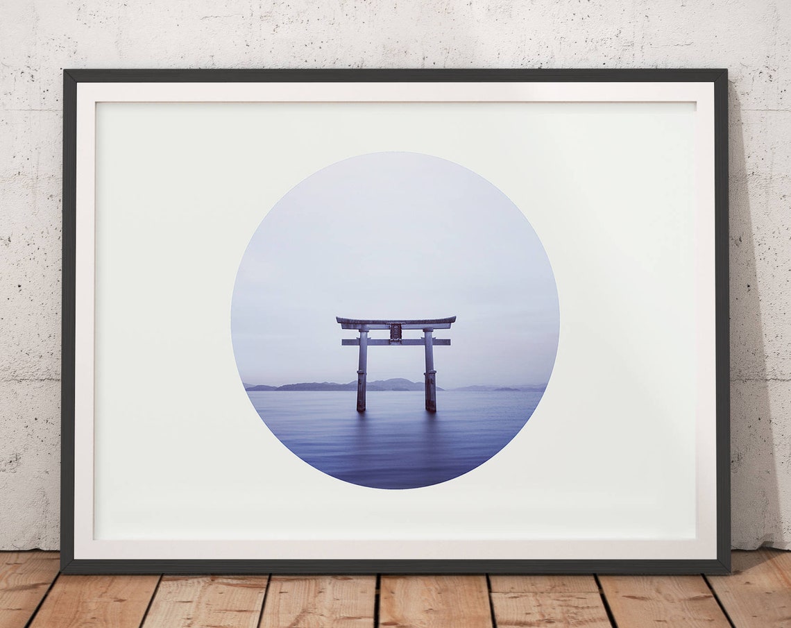 Torii Gate Circle Poster Zen Japanese Minimalist Meditation Wall Decor