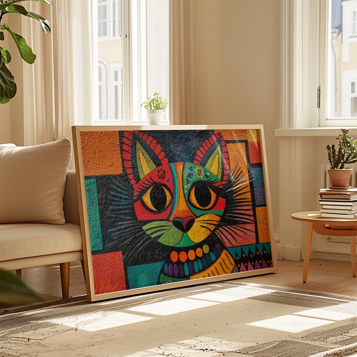 Cat Portrait Painting, Mexican Wall Art - Image 4