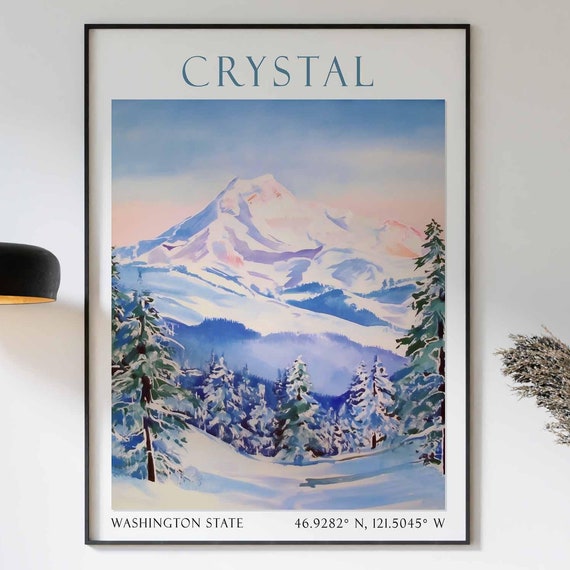 Crystal Mountain Ski Poster Ski Print Washington State Print Skiing Print Ski Decor Wall Art
