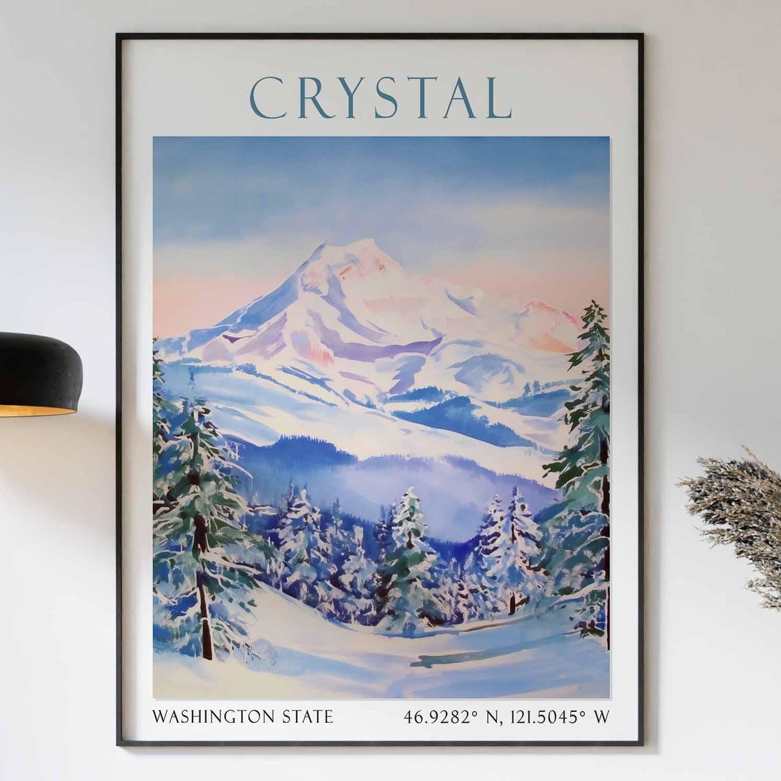 Crystal Mountain Ski Poster Ski Print Washington State Print Skiing Print Ski Decor Wall Art