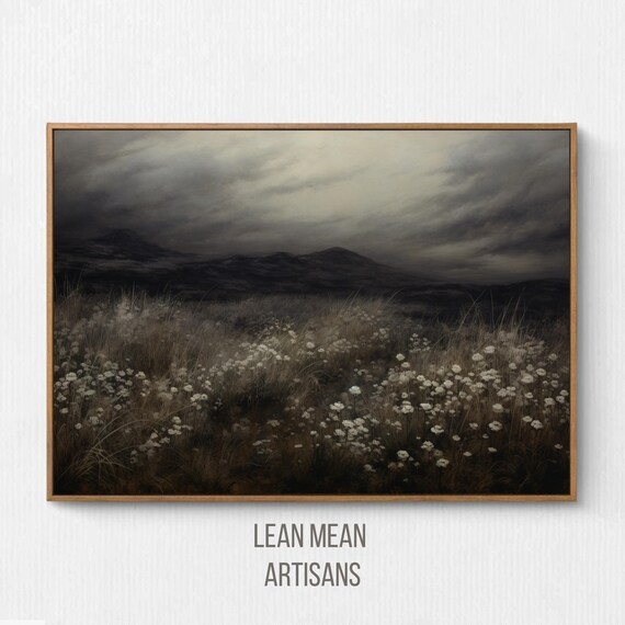 Dark Academia Wall Art Prints Moody Prints Wildflowers In The Style Of Dark Silver Landscape Vintage Art Prints Dark Academia Decor