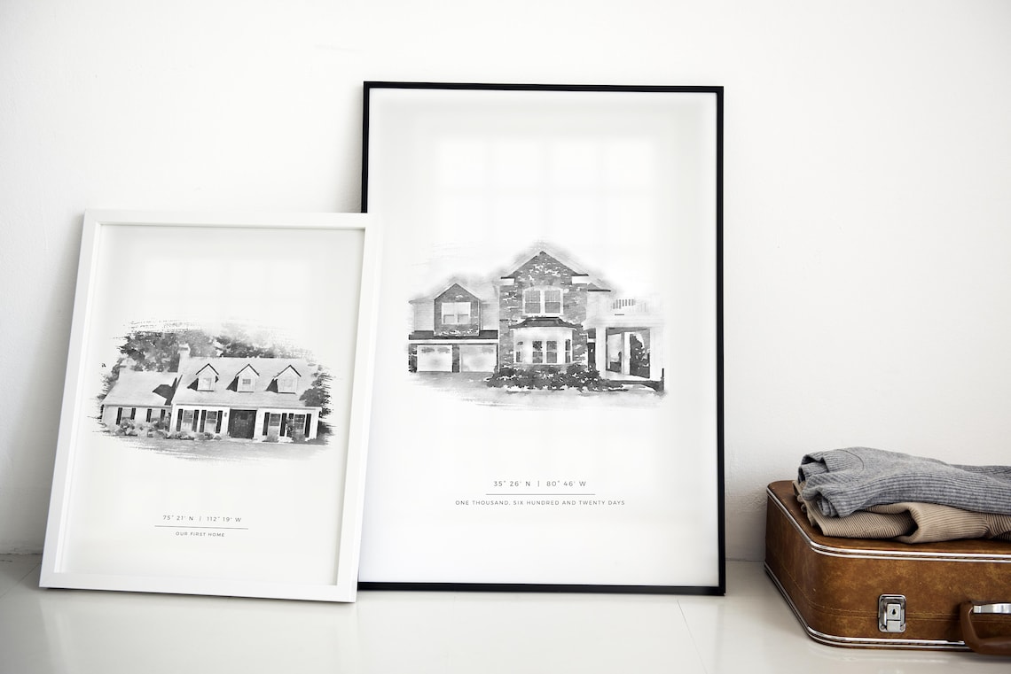 Custom House Portrait Watercolor Home Art Print - Image 2