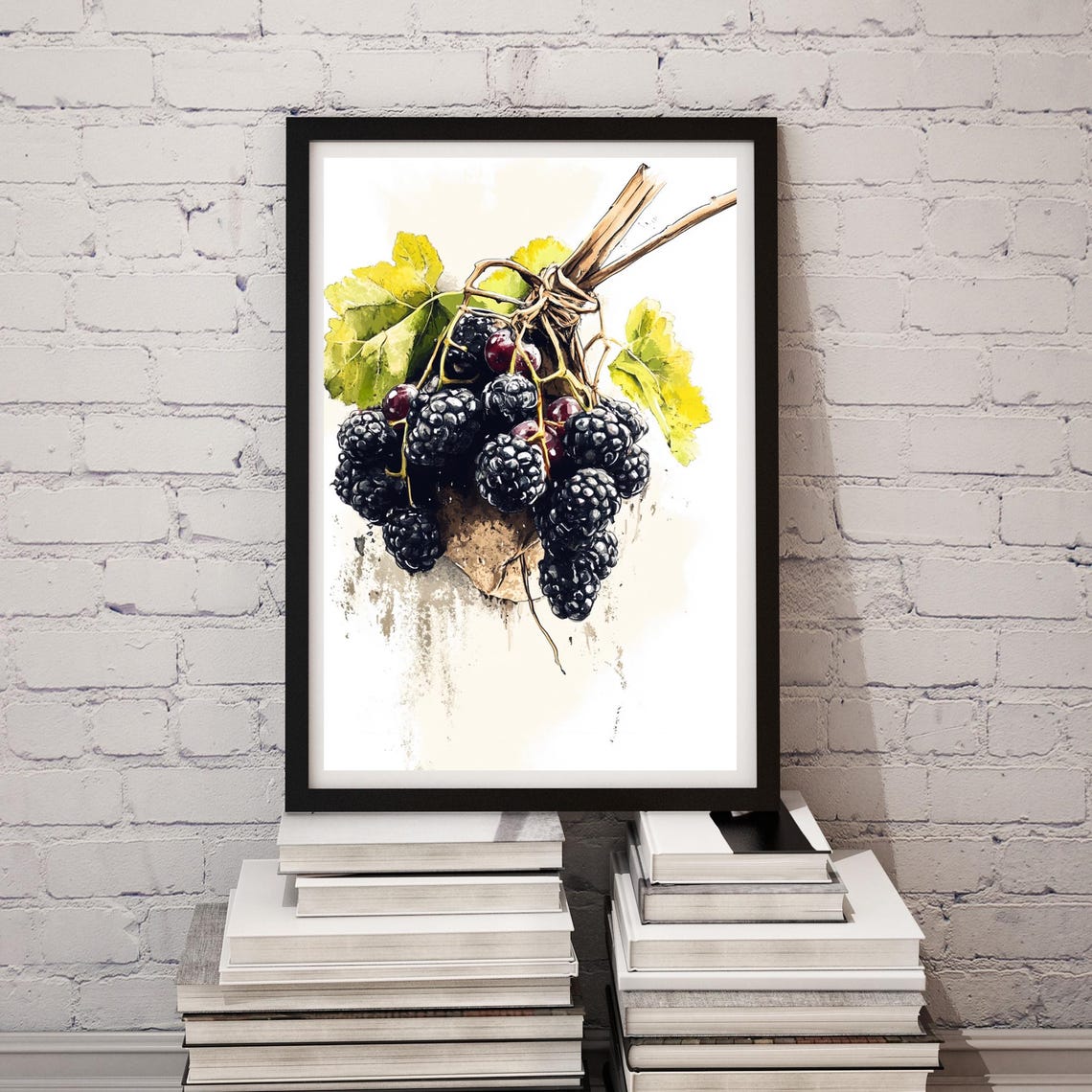 Wild Blackberries On The Vine Watercolor Berry Fruit Wall Poster
