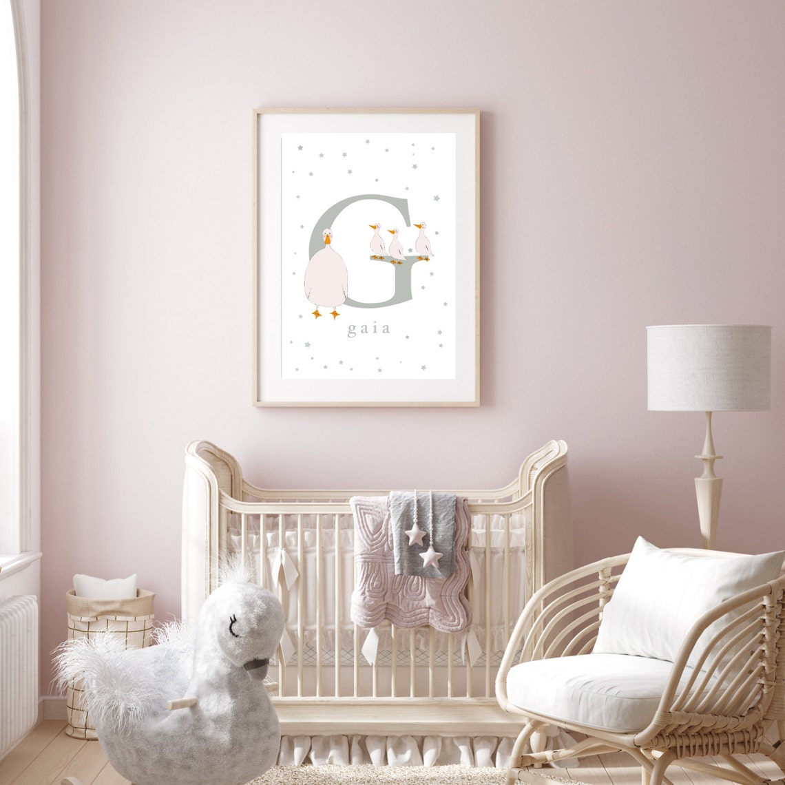 Personalised Letter G Goose Poster with Name Gaia for Nursery - Image 2