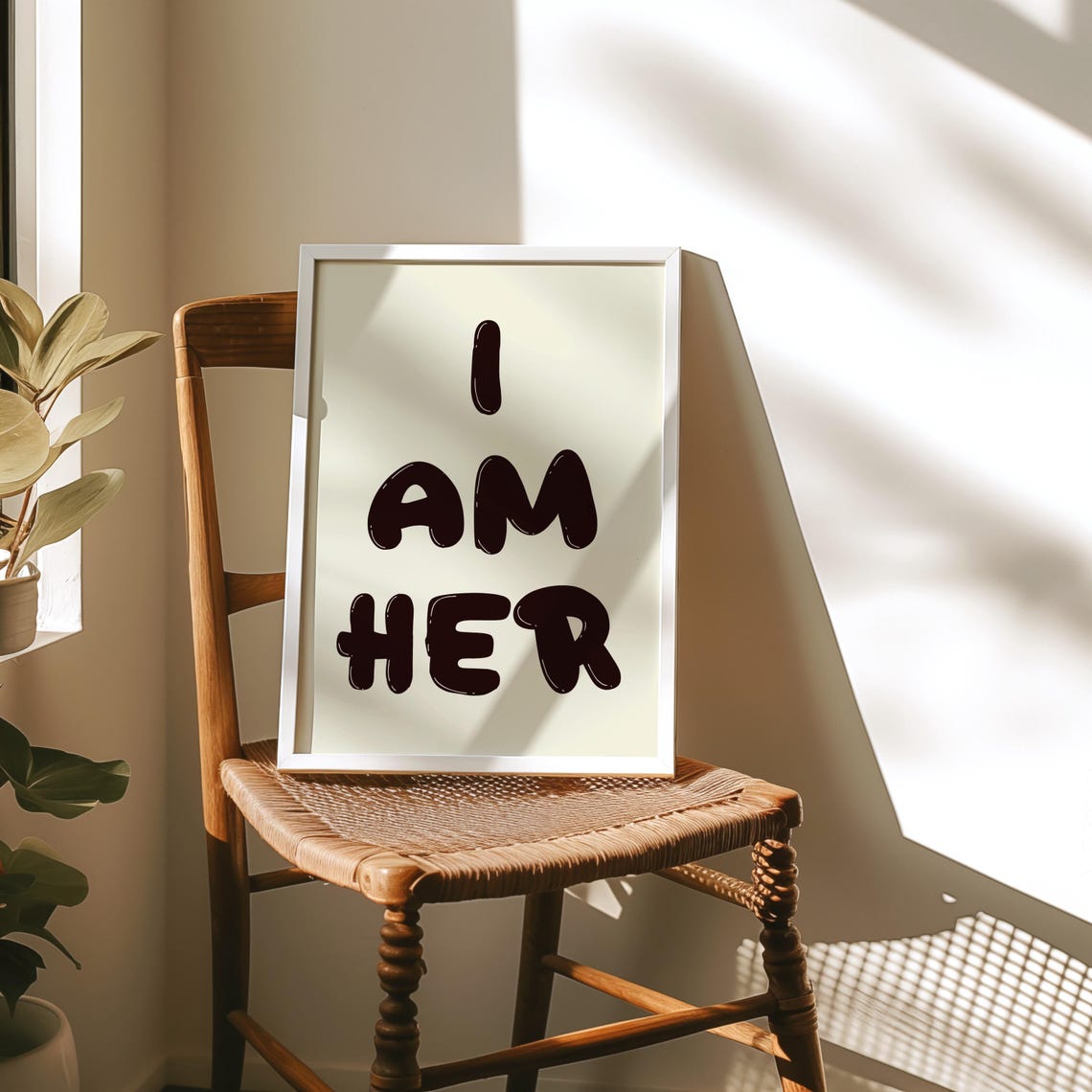 I Am Her Red Bubble Letters Pink Feminist Affirmation Confidence Poster - Image 4