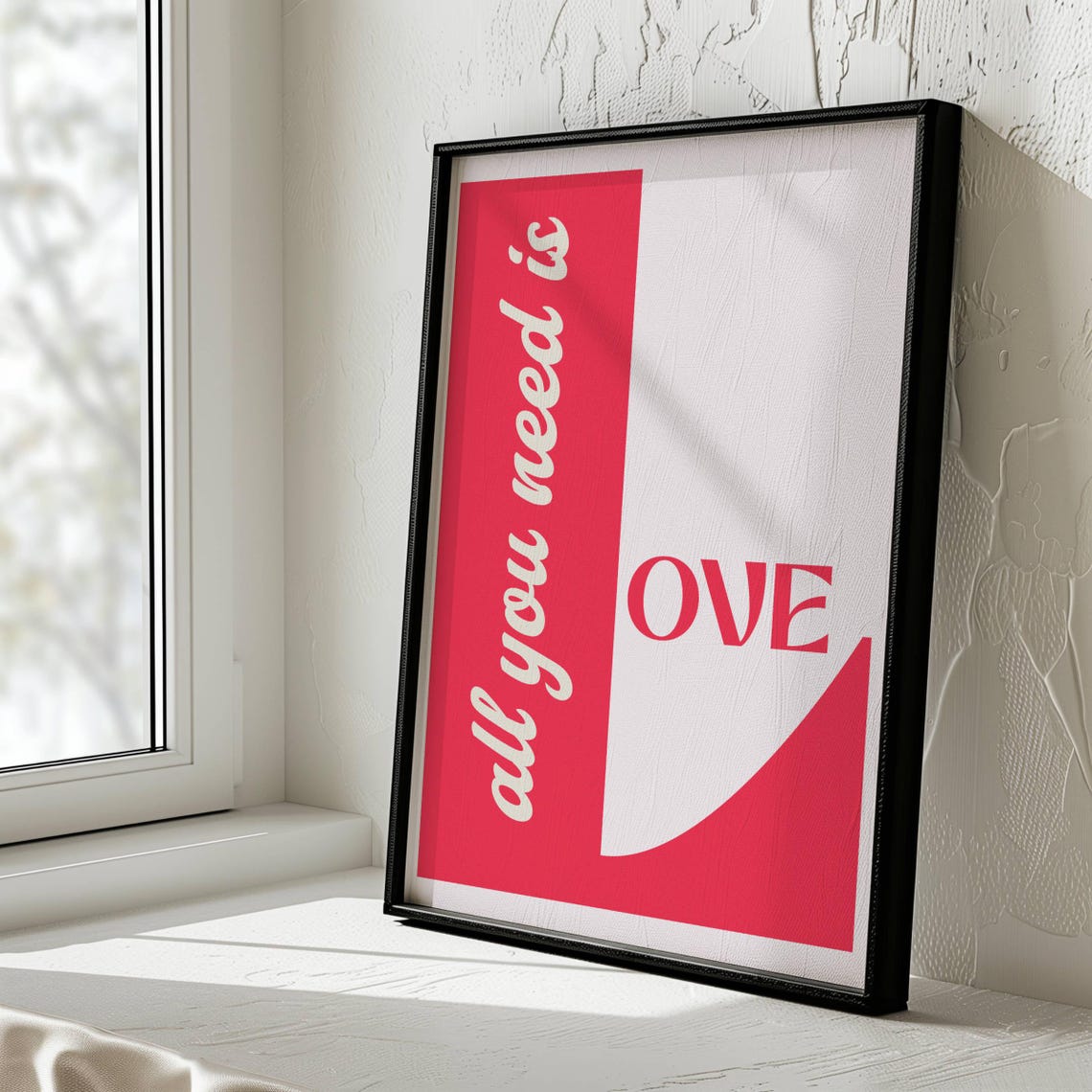 All You Need Is Love Split Typography Pink Trendy Love Quote Poster - Image 3