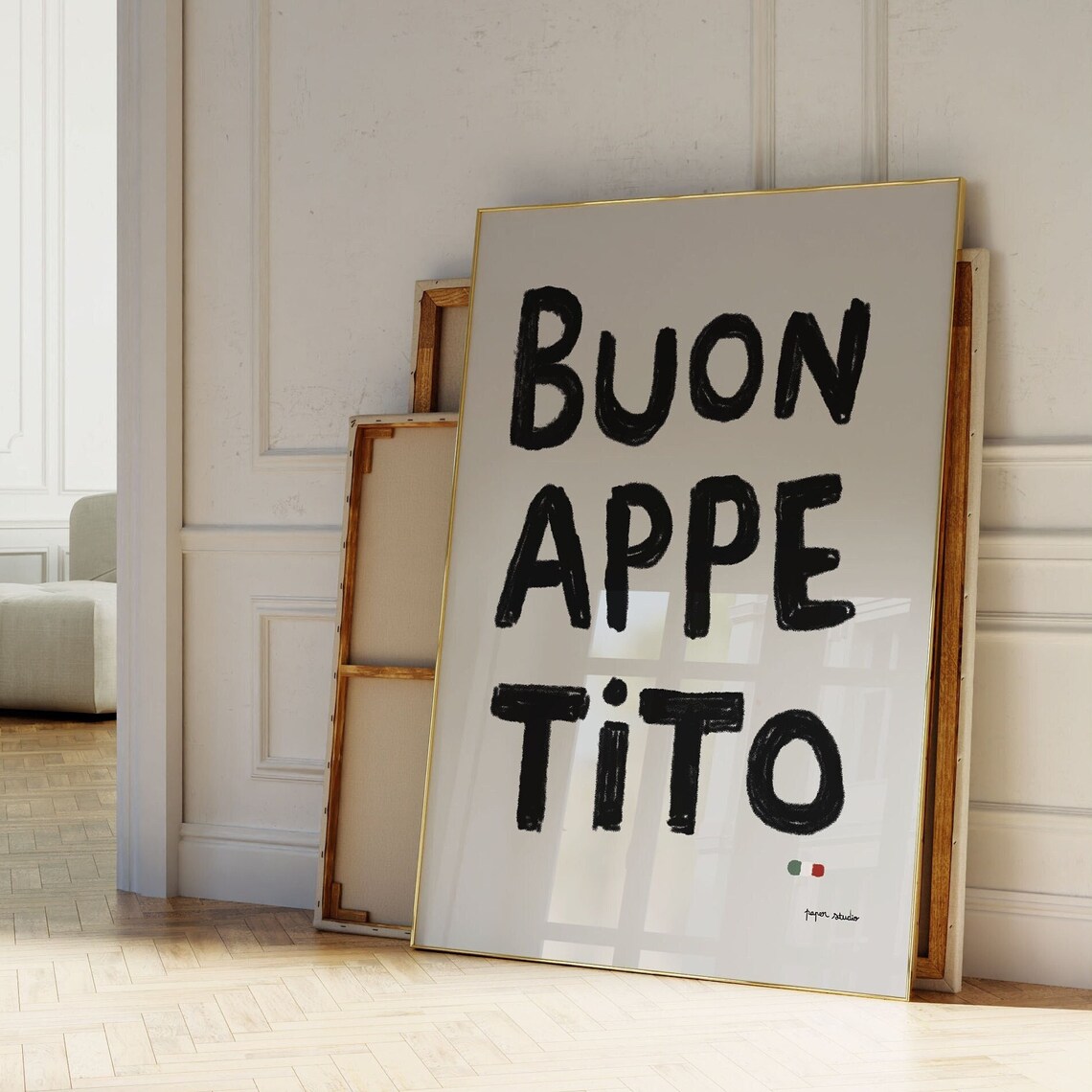 Buon Appetito Bold Brush Lettering Italian Dining Room Wall Poster