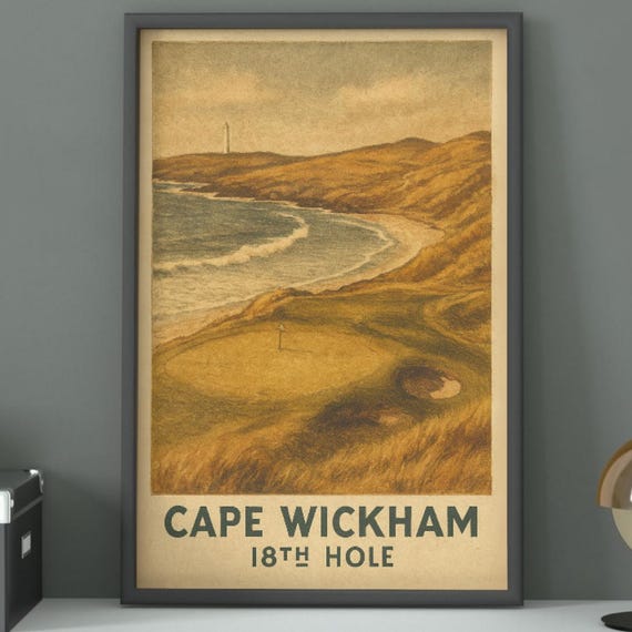 Cape Wickham 18th Hole Golf Poster Vintage Island Course Art