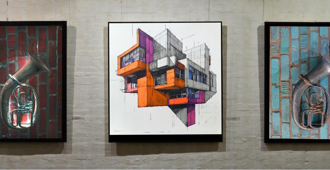 Floating Building Architectural Design Wall Art Print