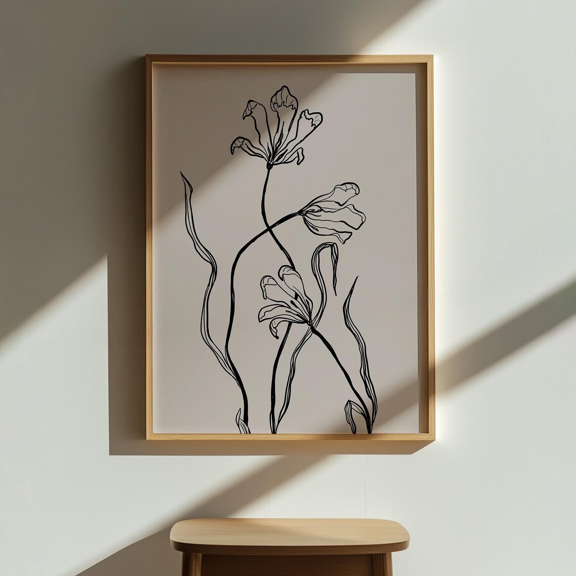 Line Art Floral Print Minimalist Botanical Drawing Modern Black And White Flower Poster Wall