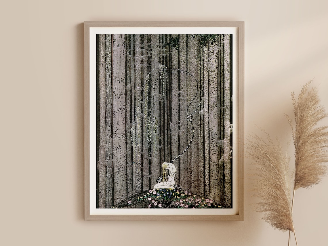 Vintage Art Nouveau Thick Wood Fine Art Print