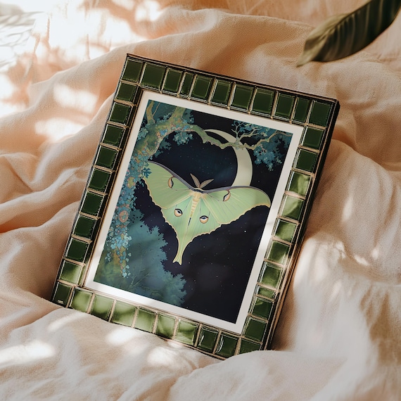 Vintage Luna Moth Art Nouveau Magical Art Print
